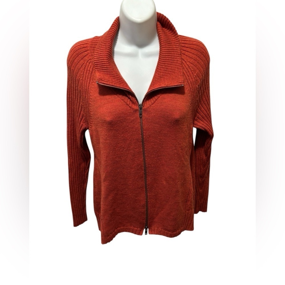 Eileen Fisher Ribbed Merino Wool Full Zip Cardigan Sweater Sz SP High Lo Hem